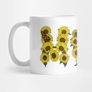 Mom Sunflowers Word Art Mug